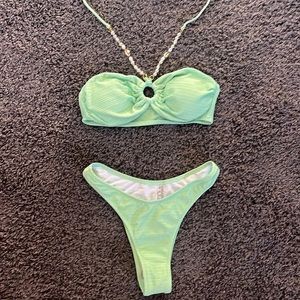 SHEIN Mint Green Halter Bikini